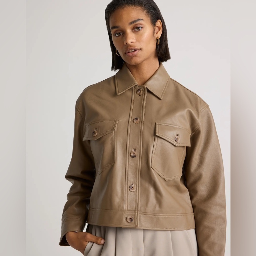 Quince 100% Leather Cropped Jacket / Woodstock / S